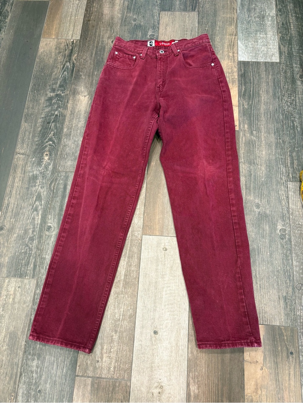 Vintage Levi's SilverTab Women Jr Sz 7 M Loose Fit Jeans Burgundy Maroon Baggy